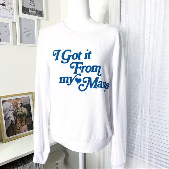 Wildfox Sweaters - WILDFOX I Got It From Mama White Pullover Sweater